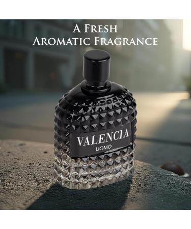 Valencia UOMO for Men Eau De Parfum - Woody Aromatic Fragrance - Floral Twist Blended with a Cool Facet of Mineral Notes & Salt - Edgy yet Masculine Scent - Cologne or Everyday Use - 100ml Bottle - Buy Online on GoSupps.com