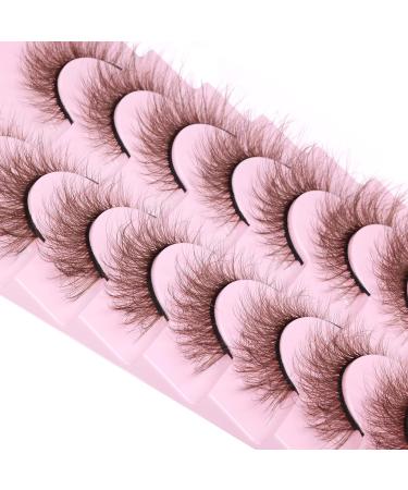 Geeneiya Brown 5D Volume Strip False Eyelashes - Natural Wispy Mink Lashes for Cat Eye Look - Fluffy 15mm Pack - Best Fake Lashes - Buy Online on GoSupps.com