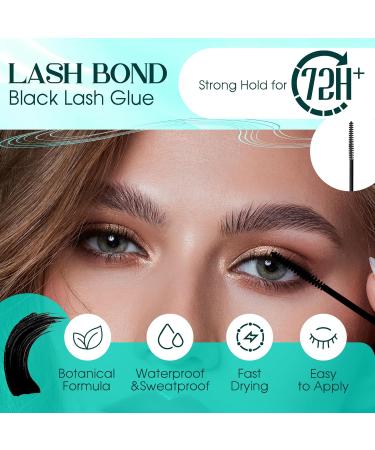 GEMERRY 12ml Lash Bond & Seal Waterproof Glue | Long Lasting Lash Cluster Adhesive - 72-96 Hours | Black Bond + White Seal for Home Use - Buy Online on GoSupps.com