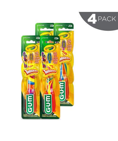 GUM Crayola Twistables Kids Toothbrush - Fun Twist Head, Soft Bristles (Pack of 4) - Buy Online on GoSupps.com