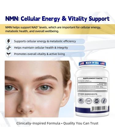 NMN 500MG Per Capsule High Purity 99.9% NMN NAD+ Support for Cellular Energy & Healthy Aging 60 Capsules Third-Party Tested cGMP Made in USA - Buy Online on GoSupps.com