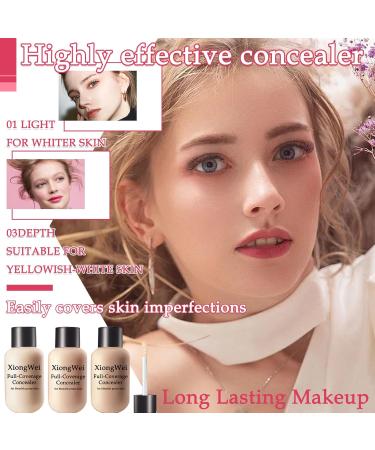 3PCS Full Coverage Foundation Set Moisturizing High Coverage Liquid Concealer Foundation Makeup Waterproof Long Lasting Creamy Liquid Foundation Matte Liquid Concealer for Women - Buy Online on GoSupps.com