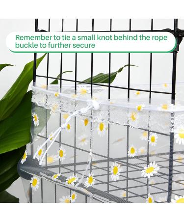 Adjustable Nylon Mesh Bird Cage Cover - White X-Large Daisy Design | Seed & Feather Catcher for Parrot, Parakeet, Macaw | Round/Square Cage Skirt Guard - Buy Online on GoSupps.com