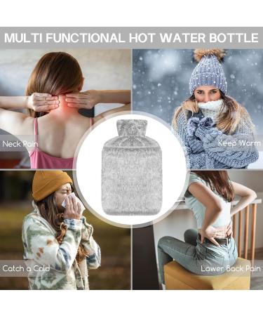 Jsdoin 2L Hot Water Bottle with Luxury Faux Fur Cover - Grey | For Neck, Shoulder Pain, Hand, and Feet Warmer | Leakproof Design | UK - Buy Online on GoSupps.com