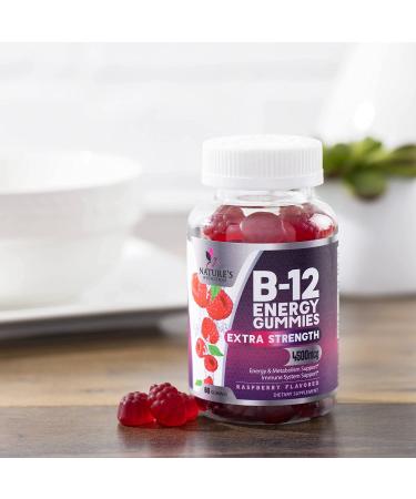 High Absorption Vitamin B12 Gummies 4500mcg for Energy Support - 60 Plant-Based Vegan Gummies, Raspberry Flavor - Adults & Kids - Buy Online on GoSupps.com