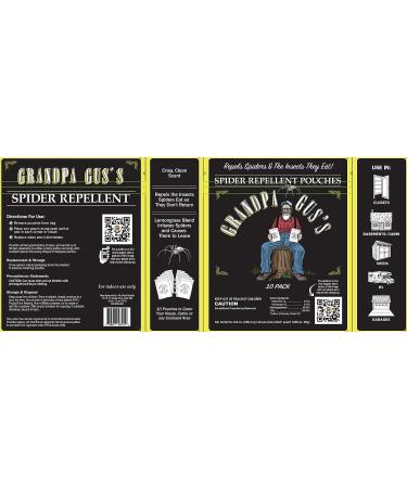 Grandpa Gus's Spider Repellent Pouches - Peppermint & Lemongrass Oil Formula for Spiders & Insects - Closet, Basement, Cabin, Shed, RV, Garage - 8.8 Oz (10 Pouches) - Buy Online on GoSupps.com
