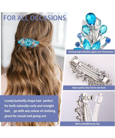 WLLHYF Flower Hair Clip - Vintage Rhinestone Barrette for Women & Girls (Sky Blue) - Buy Online on GoSupps.com