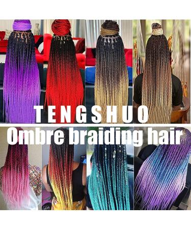TENGSHUO FLY 6 Packs 24 Inch Ombre Jumbo Braiding Hair Extensions - Heat Resistant Synthetic Kanekalon Hair for Women - Black to Yellow/Orange/Green - Ideal for Braiding - Buy Online on GoSupps.com