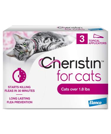 Cheristin for Cats Topical Flea Prevention  Starts Killing Fleas in 30 Minutes, 3 Doses