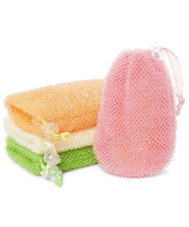 Juvale Soap Exfoliating Bag with Drawstring for Shower 4 Colors (3.5 x 6 In 4 Pack)
