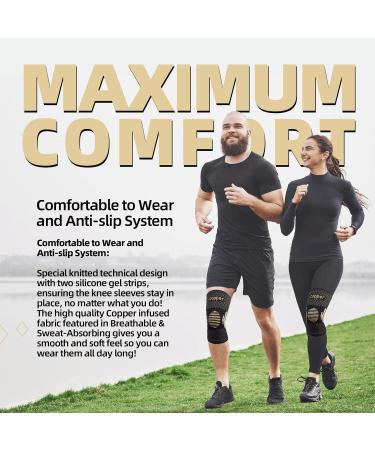 Copper Knee Support for Women/Men 2 Pack - Best Knee Brace Compression Sleeve Support for Arthritis Knee Pain Meniscus Tear ACL MCL Joint Pain Relief Running Sports Squats XXXL Copper-Black - Buy Online on GoSupps.com