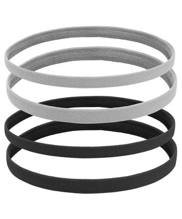 Molain Elastic non-slip sports speech straps 4 pieces athletic exercise sport football headband silicone grip hair band mini welding tape black and gray