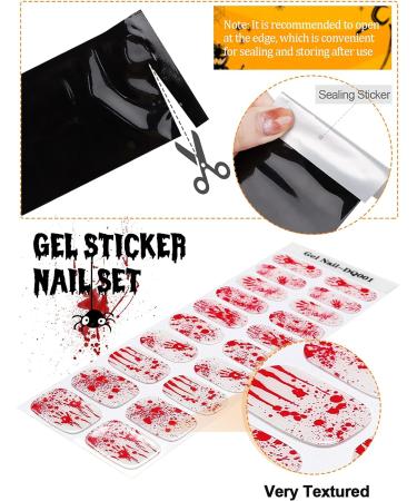 Kalolary 20PCS Halloween Gel Nail Polish Strips - Bloody Handprint Decal Horror Nail Stickers with Nail File - UV/LED Lamp Required - Buy Online on GoSupps.com