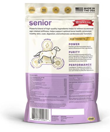 Senior Dog Superfood Supplement Powder - Omega, Fiber, Mussel, Glucosamine, Probiotics, Yucca, Ginko Biloba - Supports Bones, Joints, Skin, Coat, Heart, Eyes, Memory & Cognition - 1lb - Buy Online on GoSupps.com