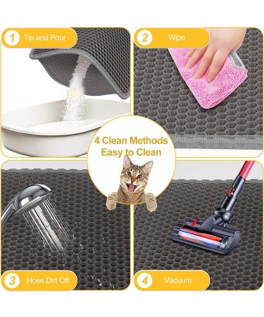 LeToo Cat Litter Mat - Large Waterproof Double Layer Anti-Tracking Kitty Mat - No-Toxic & Washable - Grey 24 x 15 - Buy Online on GoSupps.com