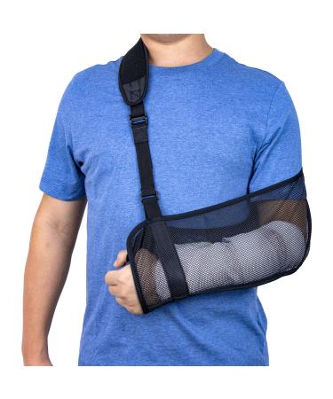 Mesh Arm Sling Shoulder Lightweight Breathable Arm Shoulder Sling Adjustable Shoulder Strap with Foam Neck Pad for Unisex Right Left for Wrist Hand Elbow Arm Injured (Black) - Buy Online on GoSupps.com
