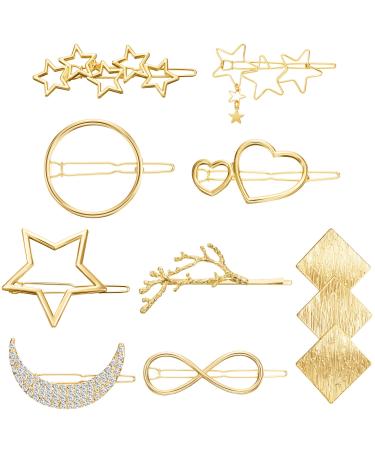 12 Pieces Hair Barrettes Hair Clips Minimalist Gold Hair Pins Women Lady Girl Hair Accessories Rhinestone Pearl Moon Star Pearl Hair Clip Vintage Snap Barrette Comb Stick Claw Crab Clamp