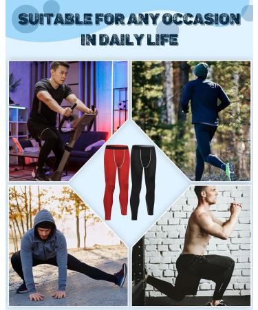Hicarer 6 Pack Men's Compression Workout Pants - Athletic Leggings for Running and Sports - Multicolor, Large - Buy Online on GoSupps.com