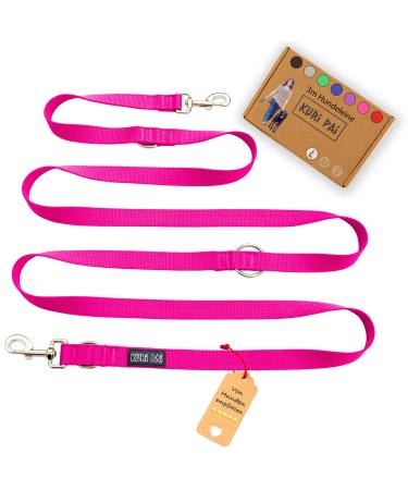 Kuri Pai 3m dog leash for large dogs comfortable and comfortable Kleine leash rehabilitation leash double linen sustainable from bamboo |L (2.5cm wide) - Pink L (280cm x 2.5cm) - (large dogs) pink