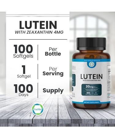 TRUEMED Lutein 20mg with Zeaxanthin 4mg Eye Health Supplement for Vision Clarity Blue Light Filtering & Macular Health Antioxidant Formula for Daily Retinal Wellness 100 Softgels - Buy Online on GoSupps.com