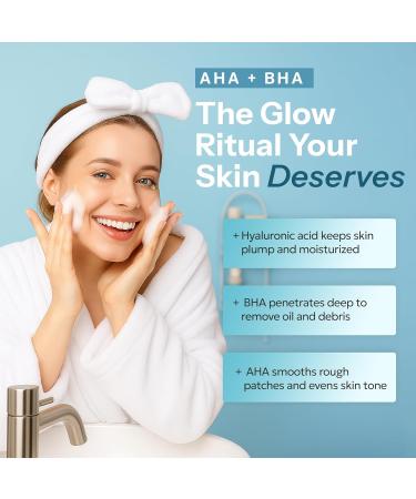 Radiant Beauty Exfoliating Face Scrub with Hyaluronic Acid & BHA + AHA - Dermatologist Tested Anti Aging Korean Skin Care - Deeply Cleanses Pores & Smooths Texture - Vegan Clean Beauty - 6.76 Fl Oz - Buy Online on GoSupps.com