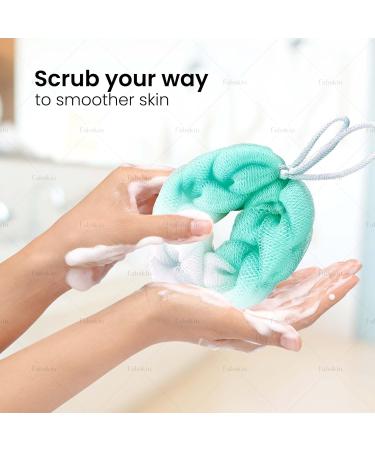 Luxury Back Scrubber Loofah Belt - Stretchable 9 Knots Bath Sponge for Men & Women | Aqua Green - Buy Online on GoSupps.com