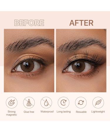 MLEN Dual Magnetic Eyelashes - Reusable 3D Lashes Extension with Tweezers - Glue and Eyeliner Free - Manga Damsel Design - Buy Online on GoSupps.com