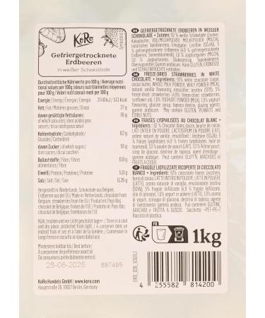  KoRo KoRo - Freeze-dried strawberries in white chocolate 1 kg - Chocolate meets fruit - Ideal snack - Crispy white chocolate coating - Buy Online on GoSupps.com