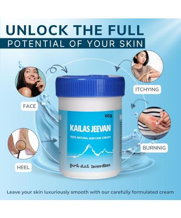 Kailas Jeevan Herbal & Natural Skincare Cream - 100% Natural Face Cream Chemical-Free Cream Skin Moisturizing Cream Cracked Heels & Skin Soothing Cream Skin Nourishing & Hydrating - 60g (1 Pack) 2 Ounce (Pack of 1) - Buy Online on GoSupps.com