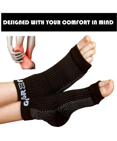 Plantar Fasciitis Compression Socks for Pain Relief | Black, Men/Women, S/M | Foot Arch & Heel Support Sleeves with 24/7 Compression - 1 Pair - Buy Online on GoSupps.com