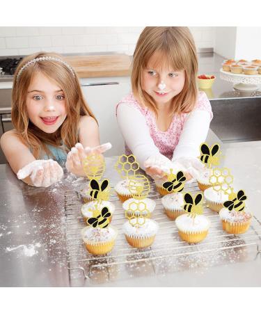 36 Pieces Hummel Cake Decoration - Glitter Honeycomb Cupcake Picks for Baby Shower & Birthday Party Accessories - Honeybee Theme - Buy Online on GoSupps.com