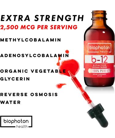 Biophoton Health Vitamin B12 Bioactive Methyl Blend - Liquid Sublingual B12 Drops - Vegan & Non GMO - 2 Fl Oz - Buy Online on GoSupps.com
