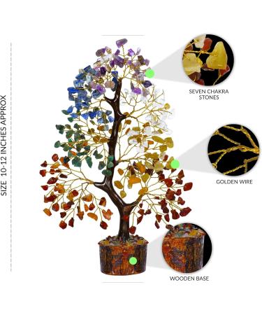 Crystal Money Tree - Healing Stones - Guardian Angel - Feng Shui Figurine - Gemstone Tree Of Life - Handmade Gift - Chakra Stone - Home Decor Red Yellow - Buy Online on GoSupps.com