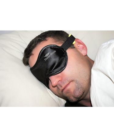 Black Silk Sleeping Eye Mask with Ear Plugs | Adjustable Strap | Block Light for Insomnia & Migraine Relief - Buy Online on GoSupps.com