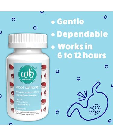 Wellness Basics Docusate Sodium Softgels 100mg - 400 Count for Gentle Constipation Relief - Buy Online on GoSupps.com