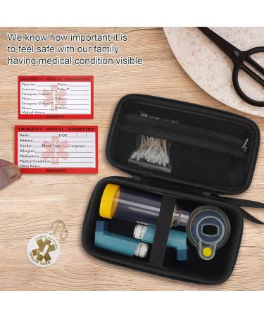 MGZNMTY Travel Case for Asthma Inhalers & Spacers - Durable Holder with Alert Tag Medical Card & Shoulder Strap - Black | Compatible for Adults & Children - Buy Online on GoSupps.com