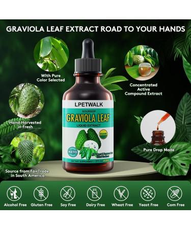 2 Fl Oz Organic Soursop Extract Drops - Graviola Leaf Extract Liquid (Soursop) - Soursop Guanabana Leaves Liquid Aour Sop Drops - 98% Absorption - 2 Fl Oz(60ML - Buy Online on GoSupps.com