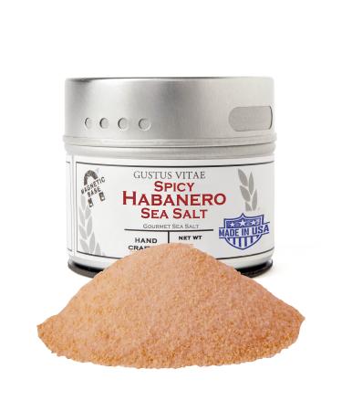Gustus Vitae - Spicy Habanero Sea Salt - Non GMO - Magnetic Tin - Gourmet Infused Salt - Crafted in Small Batches