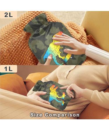 Naanle Colorful Dinosaur Hot Water Bottle - 2L | Transparent Cover | Bed Hand & Feet Warmer | Pain Relief & Heat Therapy - Buy Online on GoSupps.com