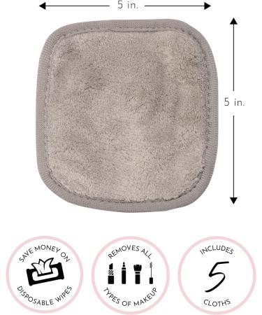 S&T INC. Reusable Makeup Remover Wipes - Microfiber Face Cloths for Gentle Makeup Removal - 5 Pack Grey 5 x 5 - Buy Online on GoSupps.com