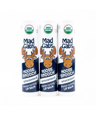 Mad Gab's Moose Smooch Unscented Lip Balm 3pk | Organic Moisturizing Lip Care with Olive Oil & Beeswax - International Shipping Available - Buy Online on GoSupps.com