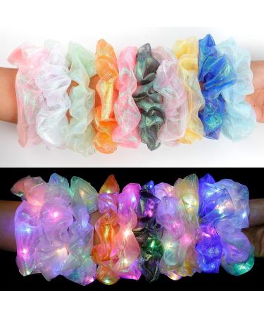 10Pcs LED Light Hair Scrunchies - Glow in the Dark Hair Ties for Women - Mermaid Party Favors - Neon Accessories for Festivals - Buy Online on GoSupps.com