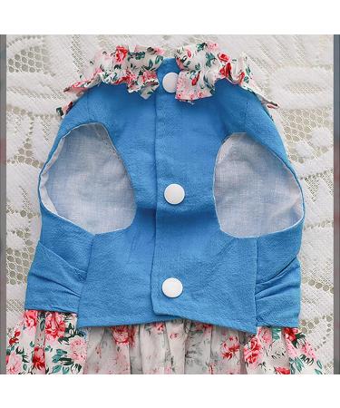 Floral Cat Clothes with Leash - Petyoung Princess Dress for Small Dogs & Cats - Blue Puppy Skirt Outfit - Buy Online on GoSupps.com