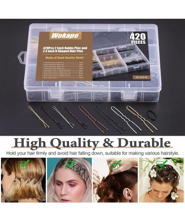 Wohap 420-Piece Bobby Pins & U-Shaped Hairpins Set with Mini Elastic Ties - Perfect for Women's Daily Hairstyles & Braids - Brown/Black/Gold/Silver - Buy Online on GoSupps.com