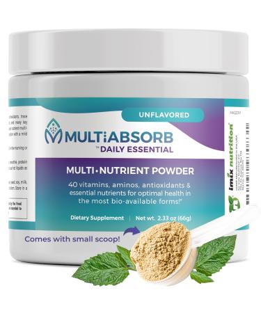 MultiAbsorb Daily Essential Multi-Nutrient Powder for Optimal Health Vitamins Minerals Antioxidants No Fillers or Preservatives Natural Non-GMO 30 Servings (Unflavored) Unflavored 2.17 Ounce (Pack of 1)