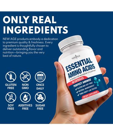 NEW AGE Amino Acid Complex 20 Aminos with BCAAs L-Glutamine L-Arginine & Hyaluronic Acid Supports Recovery Energy Immune Health & Wellness Vegan Non-GMO Gluten-Free 120 Capsules 60 Count (Pack of 2) - Buy Online on GoSupps.com