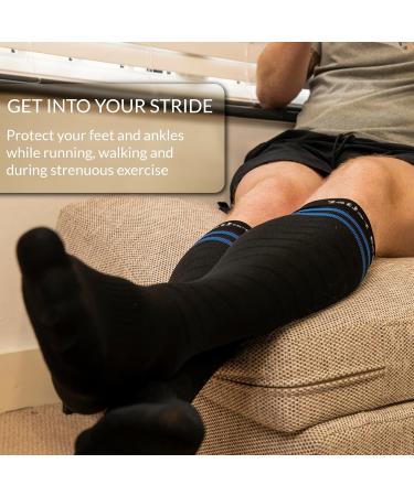 360 RELIEF - Flight Compression Socks Supports | Blood Circulation Travel Work XXL 3Pairs-Black with 2 Blue lines - Buy Online on GoSupps.com