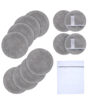 KinHwa Make-up Removal Pads Soft Gentle Microfiber Cosmetic Pads Make-up Removal Only With Water 12 Pack Light Gray 13-piece Set Light Gray