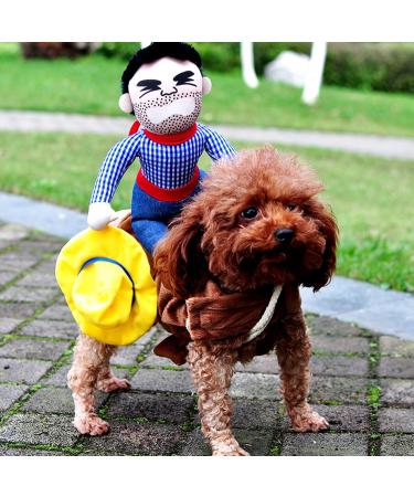 Funny Cowboy Rider Dog Costume - Creative Halloween Pet Costume Sweater for Dogs - Buy Online on GoSupps.com