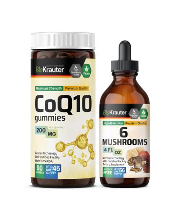 BIO KRAUTER CoQ10 90 Gummies & 6 Mushrooms Tincture 4 Fl. Oz.